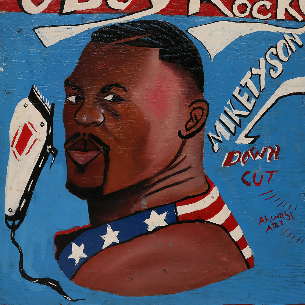 Mike Tyson Barber Shop Sign from Ghana