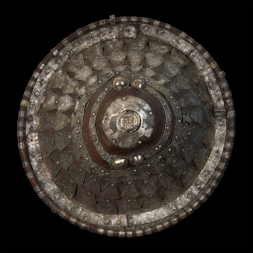 Metal Plated Leather Shield, tafa or gasha, Amhara, Ethiopia